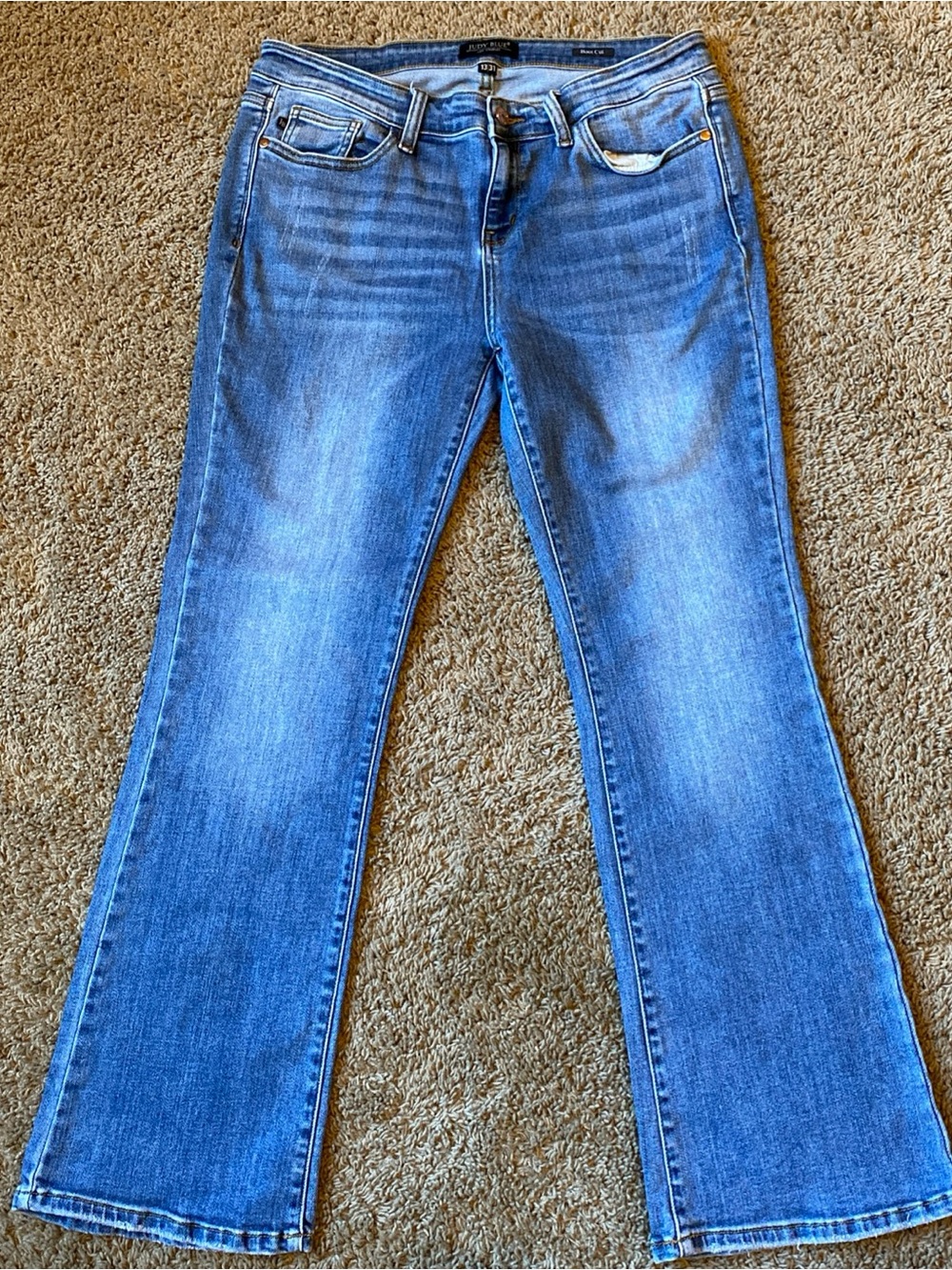 Judy Blue Bootcut Jeans Juniors 13/31 Blue Med Wash Mid Rise Stretch Boho Casual